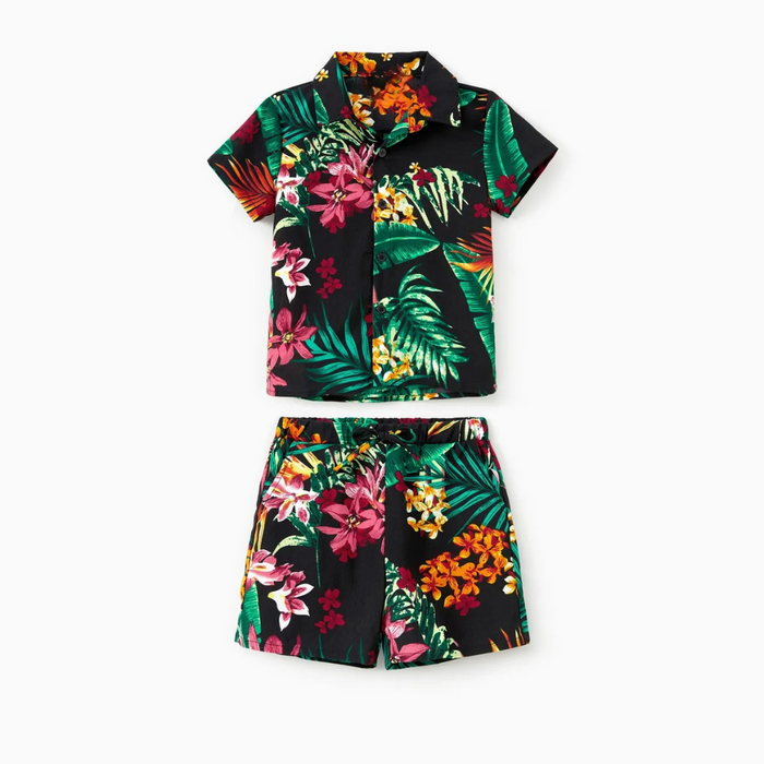 Tropical Leaves Pattern Family Matching Outfits