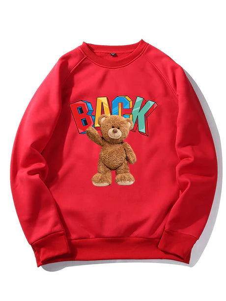 Bear Print Raglan Sleeve Sweatshirt