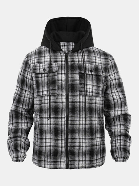 Flannel Hooded Plaid Coat