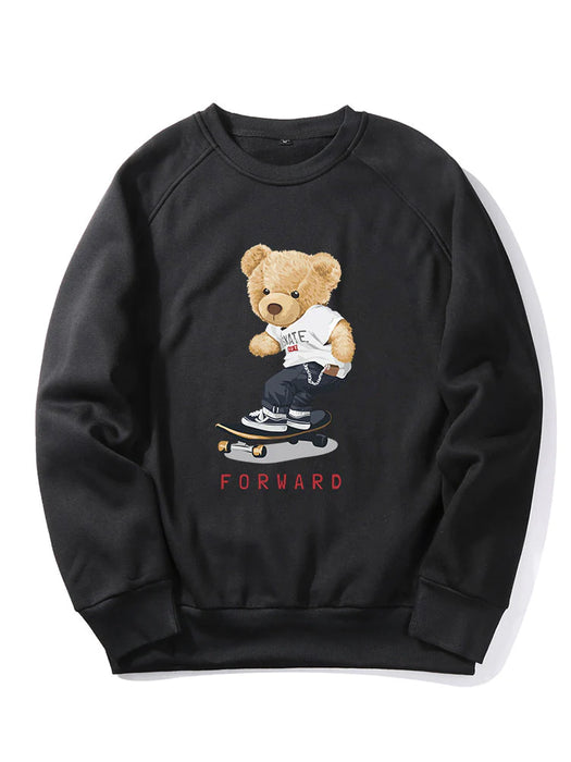 Bear On Skateboard Print Sweatshirt