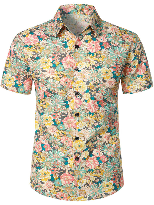 Men Striped And Floral Short Sleeve Shirts