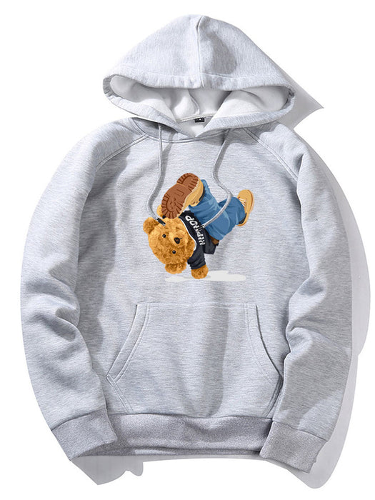 Break Dance Bear Print Hoodie