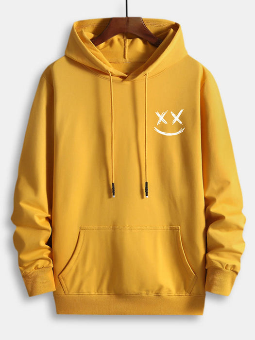 Smiley Print Cotton Hoodie