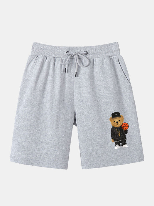 Basketball Bear Print T-Shirt And Shorts