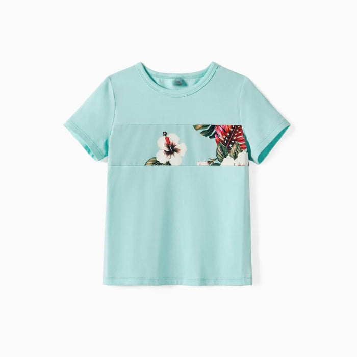 Family Summer Matching Tropical Floral Drawstring Outfits