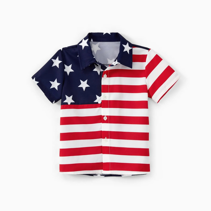 Matching Independence Day Family Outfits Flag Print Shirt And Tulle Family Matching Set