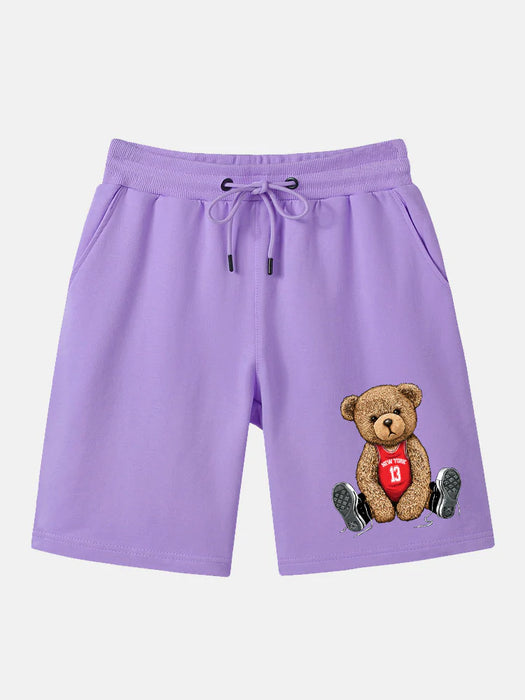 Bear Print Mid Length Shorts