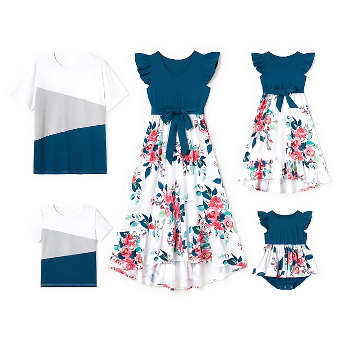 Floral Elegance Family Matching Outfit Set