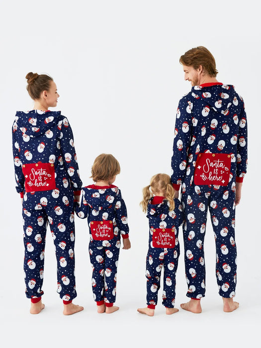 Santa Printed Hooded Family Matching Christmas Pajama Set