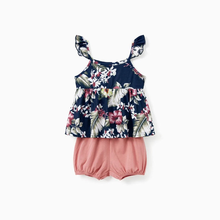 Family Matching Floral Tee And Dress Set