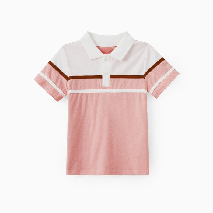 Family Matching Polo T Shirt And Tie A Line Dress Sets