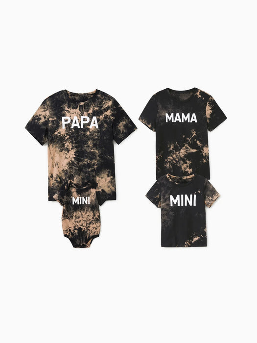 Mom And Me Tie Dye Letter Print Cotton Tees Family Matching Set