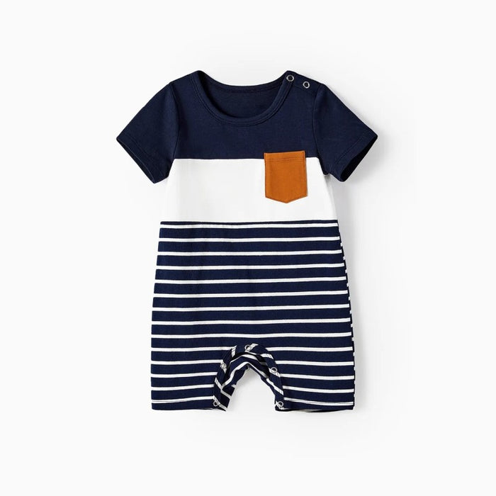 Family Matching Stripe Pocket Dresses And T Shirt Sets