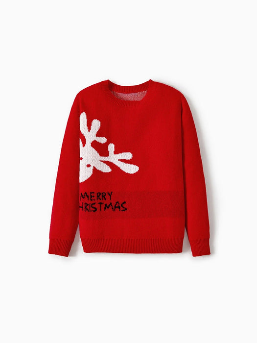 Printed Reindeer Family Matching Christmas Sweaters Set