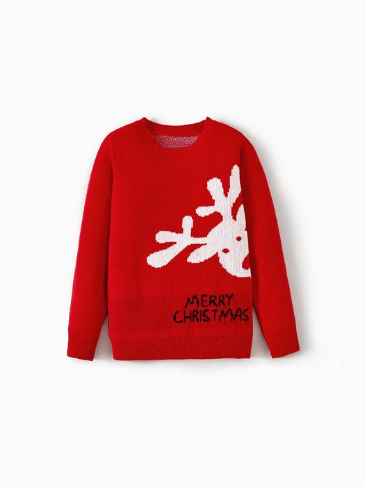 Printed Reindeer Family Matching Christmas Sweaters Set