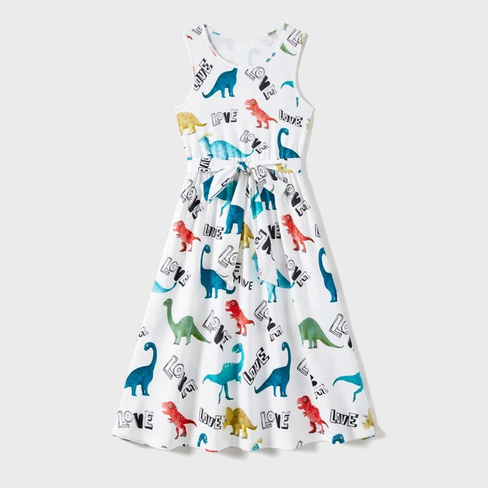 Family Matching Dinosaur Tank Dresses And T Shirt Sets