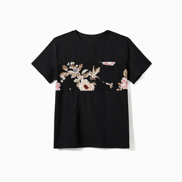 Family Matching Floral Tee And Drawstring Dress Sets