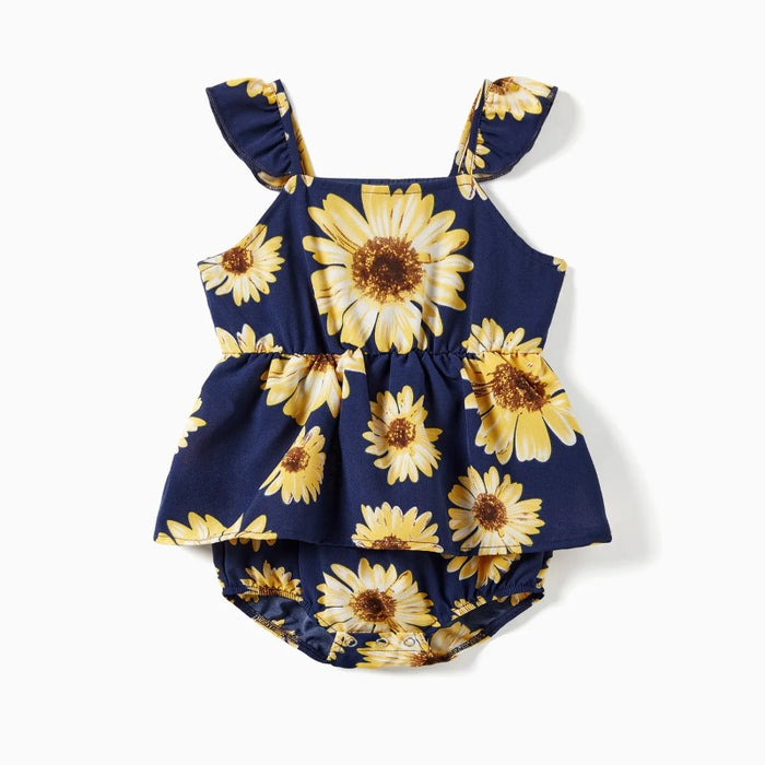 Family Matching Sunflower Pattern Dress Sets