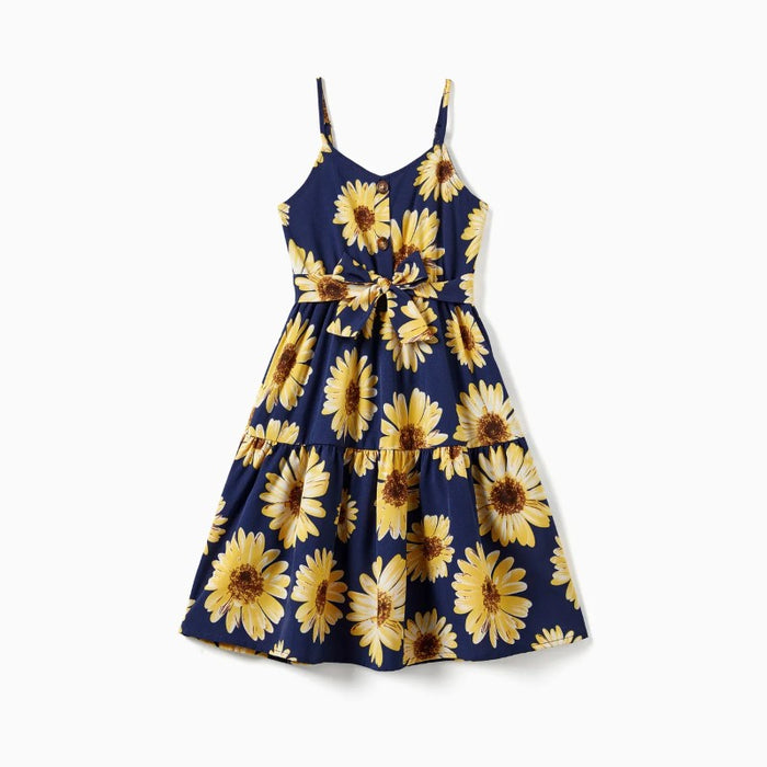 Family Matching Sunflower Pattern Dress Sets