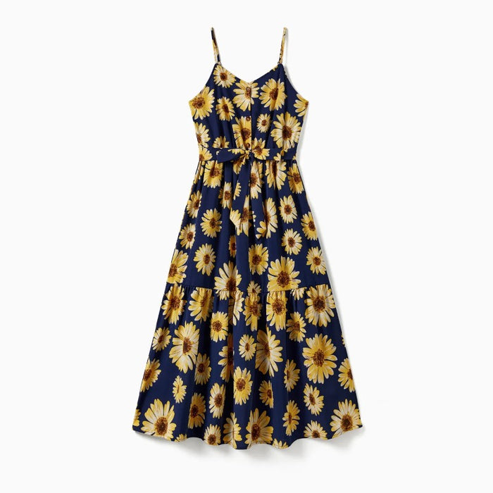 Family Matching Sunflower Pattern Dress Sets