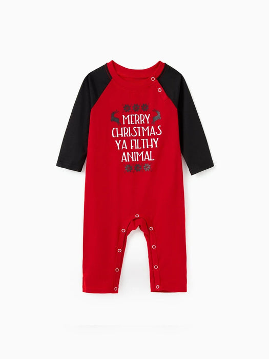 Christmas Theme Letter Print Family Matching Christmas Pajama Set