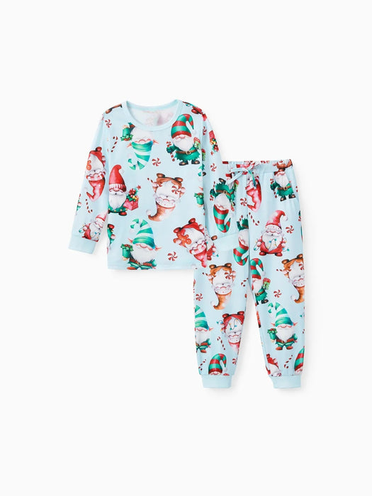 Santa And Reindeer Printed Family Matching Christmas Pajama Set