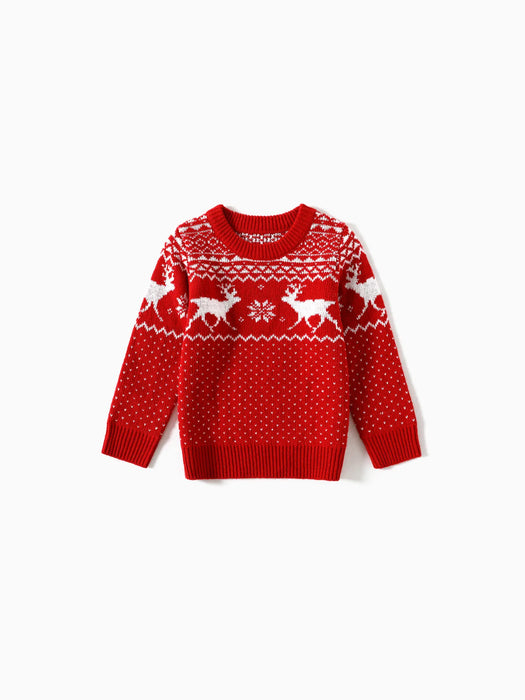 Deer Graphic Print Family Matching Christmas Knitted Sweater Set