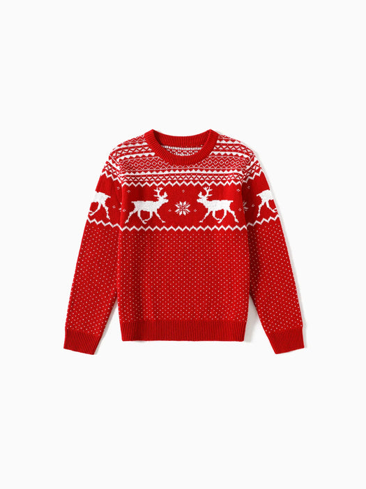 Deer Graphic Print Family Matching Christmas Knitted Sweater Set