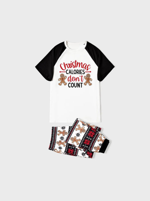 Gingerbread And Letter Print Family Matching Christmas Pajama Sets