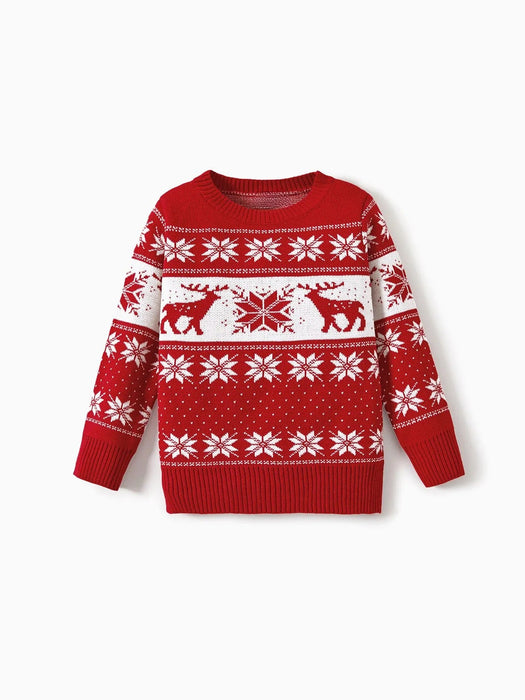 Reindeer And Snowflake Print Family Matching Christmas Sweaters