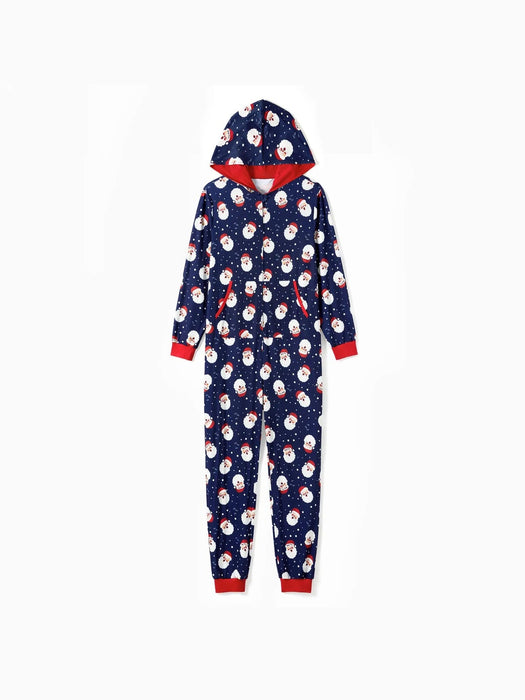 Santa Printed Hooded Family Matching Christmas Pajama Set