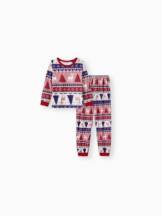 Reindeer And Tree Printed Family Matching Christmas Pajama Set