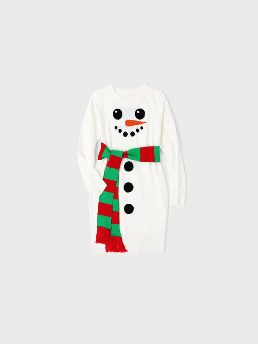 Snowman Graphics Family Matching Christmas Dresses And Sweater Set