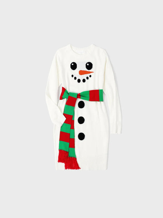 Snowman Graphics Family Matching Christmas Dresses And Sweater Set