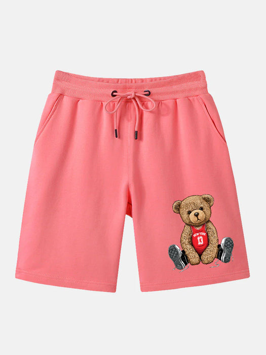 Bear Print Mid Length Shorts