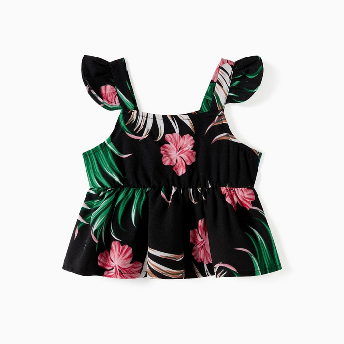 Tropical Leaf And Floral Printed Family Outfits Set