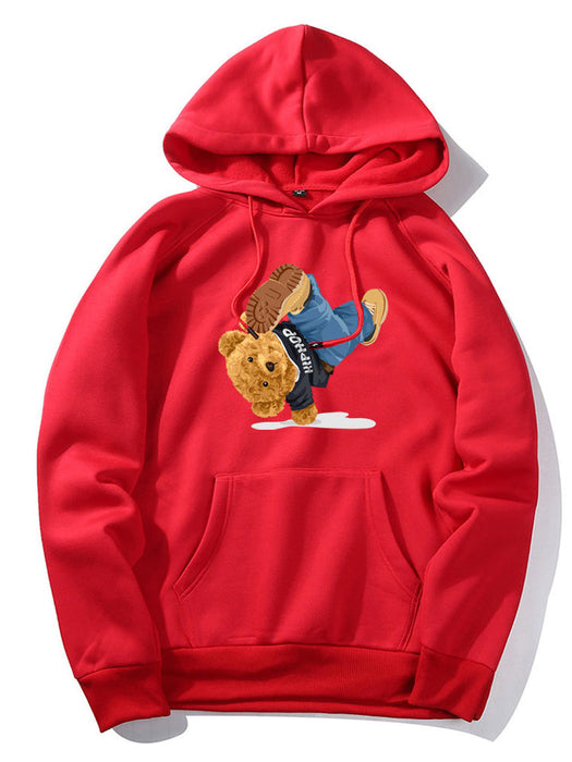 Break Dance Bear Print Hoodie