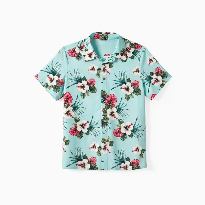 Family Summer Matching Tropical Floral Drawstring Outfits