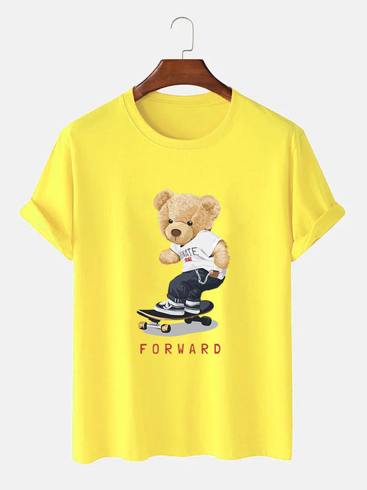 Bear On Skateboard Print T-Shirt