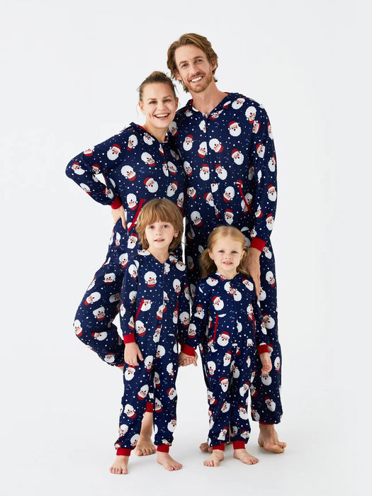 Santa Printed Hooded Family Matching Christmas Pajama Set