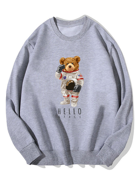 Astronaut Bear Print Cotton Sweatshirt