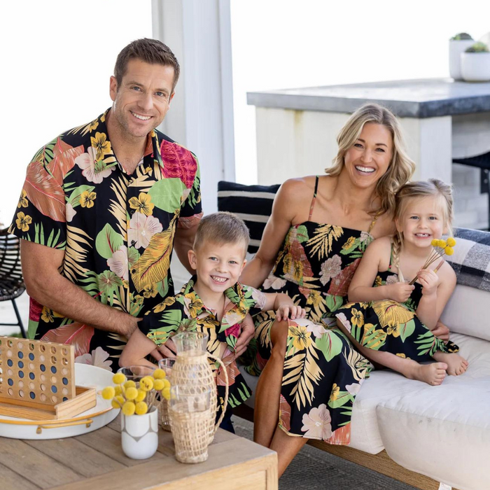 Vibrant Tropical Printed Family Matching Outfit Set