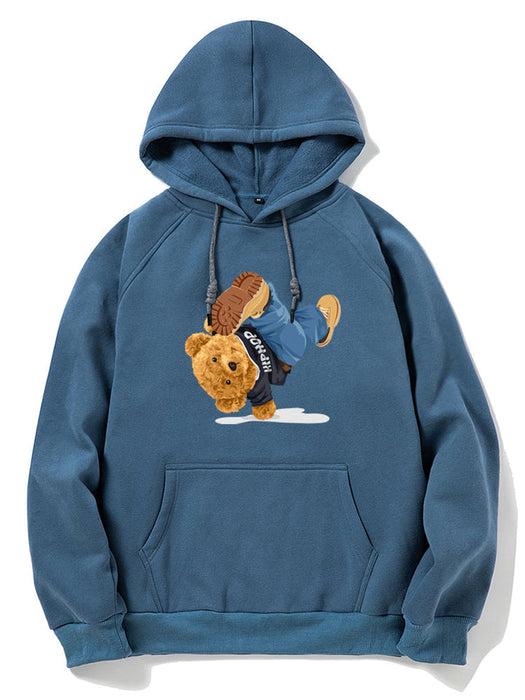 Break Dance Bear Print Hoodie