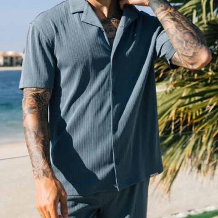 The Riviera Revere Shirt With Midnight Elegance