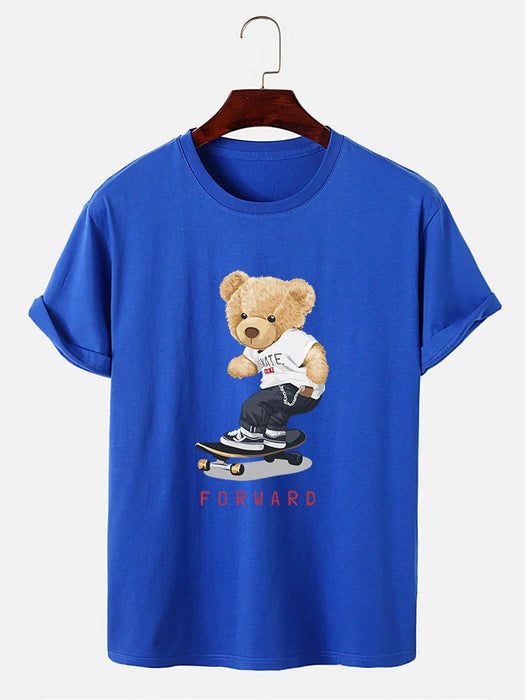 Bear On Skateboard Print T-Shirt