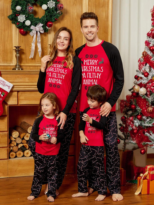 Christmas Theme Letter Print Family Matching Christmas Pajama Set