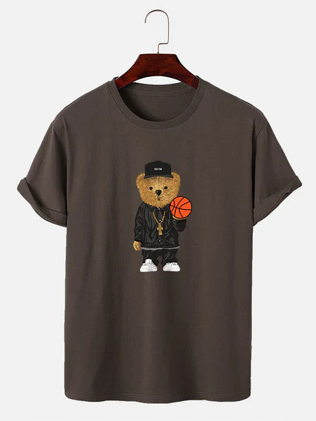 Basketball Bear Printed T-Shirt