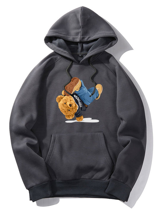 Break Dance Bear Print Hoodie