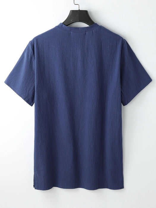 Solid Colored V-Neck  Shirt