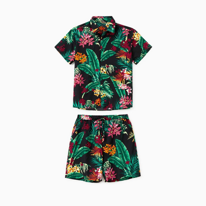 Tropical Leaves Pattern Family Matching Outfits